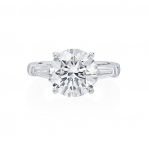 Platinum 3-Stone Round Brilliant Cut Diamond Engagement Ring with 5.02ct Center